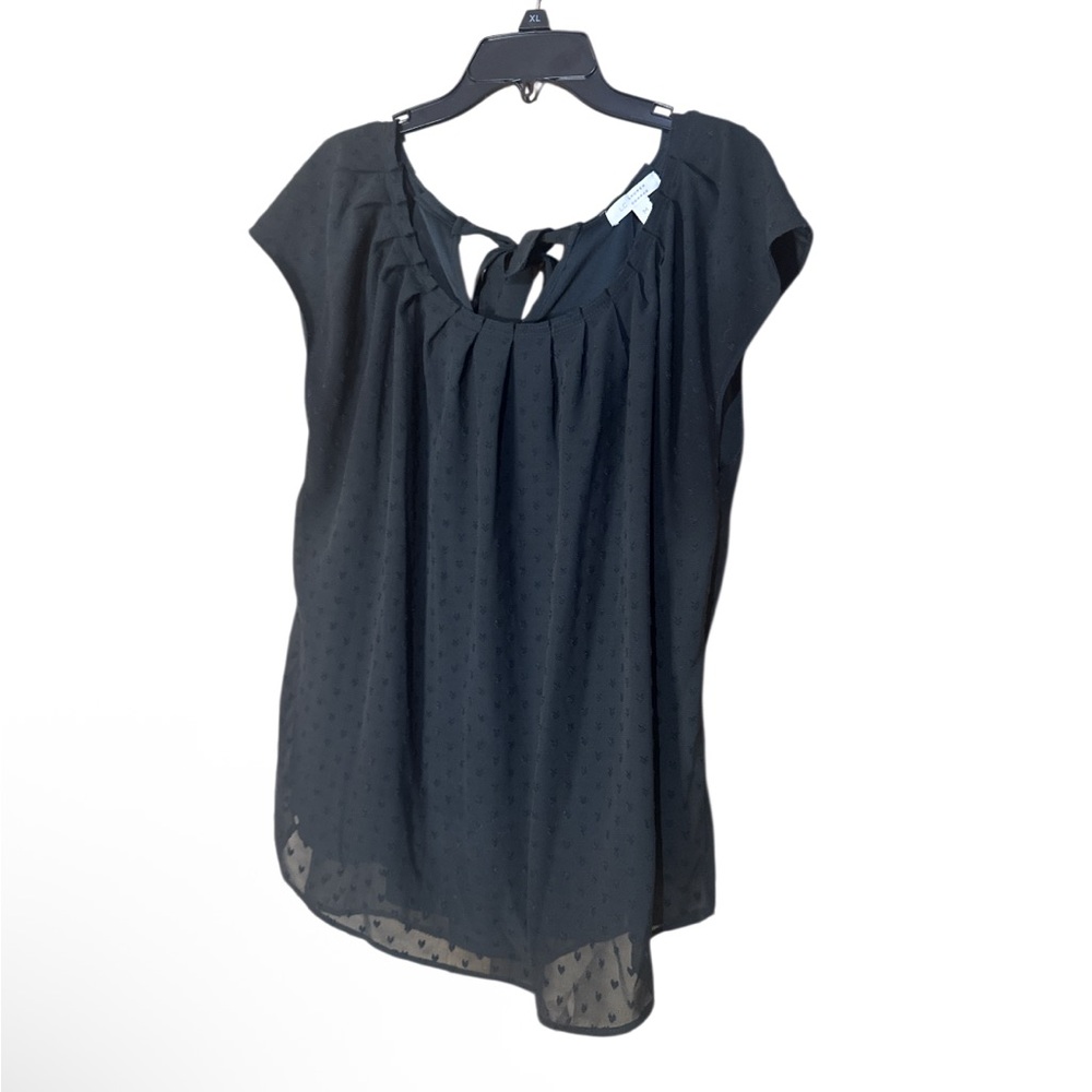 LC Lauren Conrad Swiss Dot Grey Gray Blouse with Tie Back - Size M